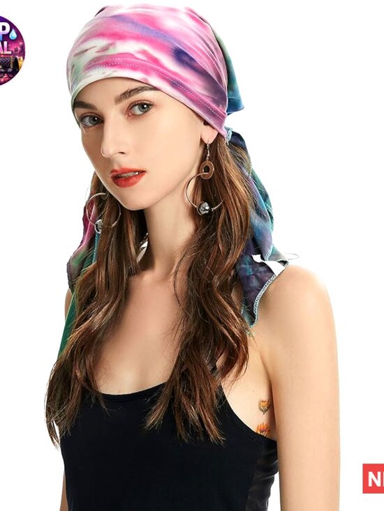 Pre-Tied Chemo Headwear Turban Beanie, 100% Polyester, Lightweight main image 7